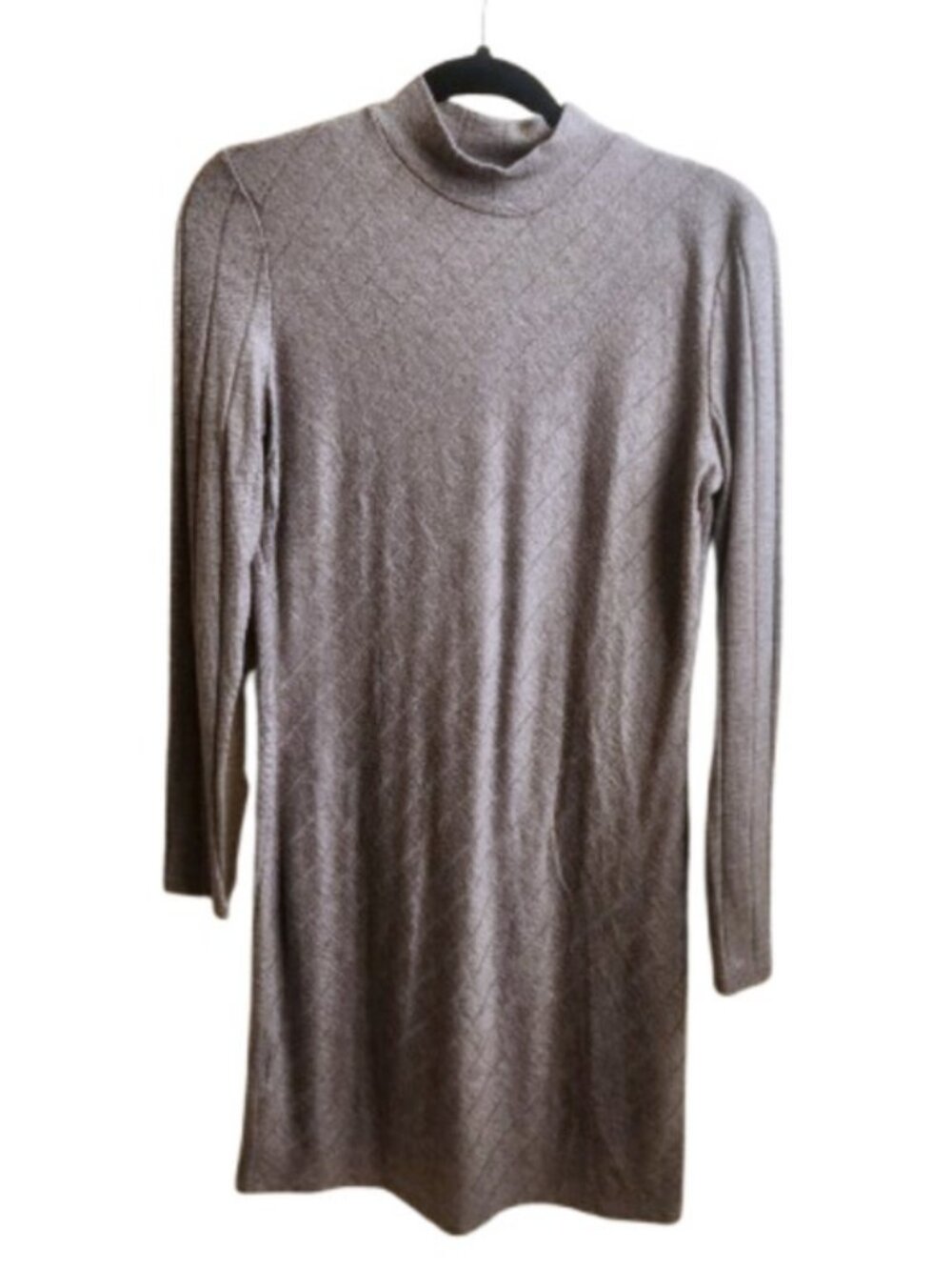 Mango mock neck knitted sweater dress grey women's size L NWT